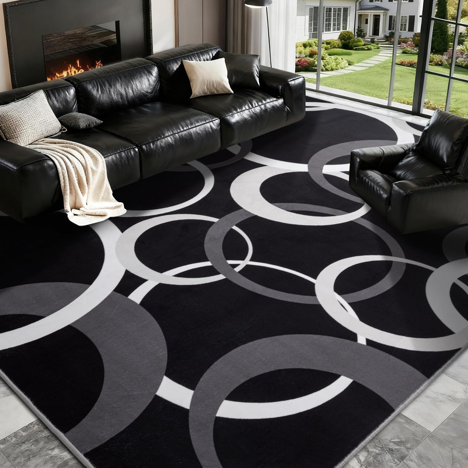 Amazon.com: YIHOUSE 8x10 Ft Area Rugs, Concentric Circle Carpet